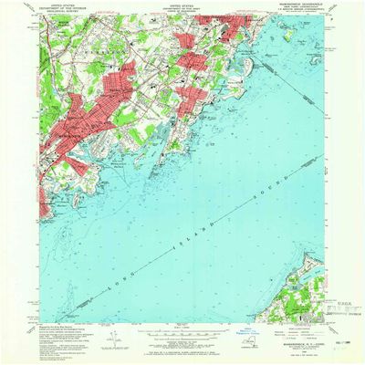 YellowMaps Mamaroneck NY topo map, 1:24000 Scale, 7.5 X 7.5 Minute, Historical, 1955, Updated 1965, 27 x 22.1 in - Tyvek