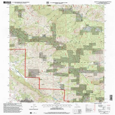 YellowMaps Bartlett Mountain CA topo map, 1:24000 Scale, 7.5 X 7.5 Minute, Historical, 1996, Updated 2001, 26.7 x 21.4 in - Tyvek