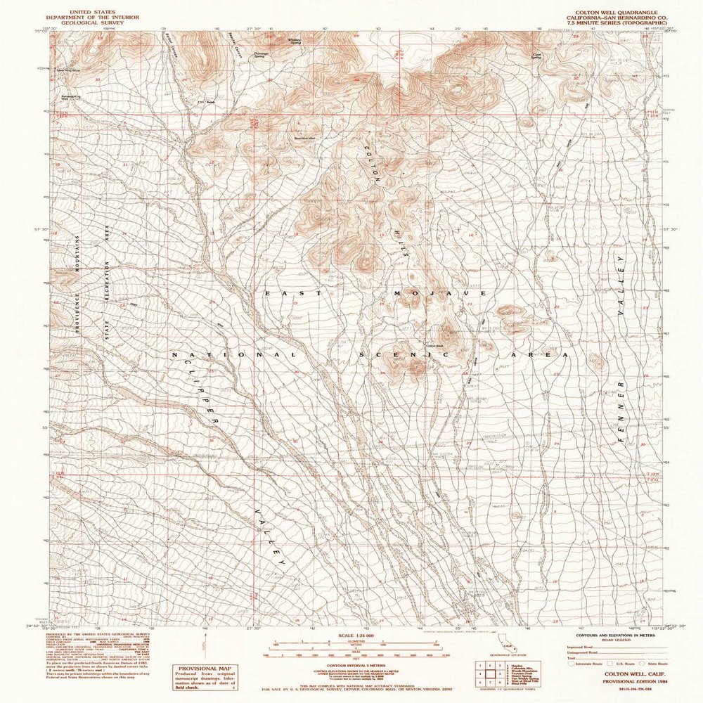 Colton Well CA topo map, 1:24000 Scale, 7.5 X 7.5 Minute, Historical, 1984, Updated 1984, 26.9 x 21.5 in - Polypropylene