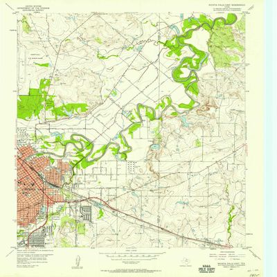YellowMaps Wichita Falls East TX topo map, 1:24000 Scale, 7.5 X 7.5 Minute, Historical, 1957, Updated 1958, 26.9 x 23 in - Polypropylene