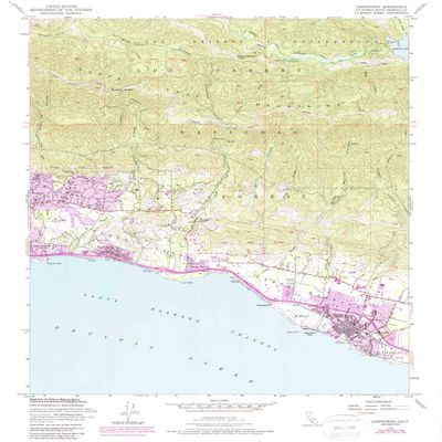 YellowMaps Carpinteria CA topo map, 1:24000 Scale, 7.5 X 7.5 Minute, Historical, 1952, Updated 1989, 26.8 x 22 in - Tyvek