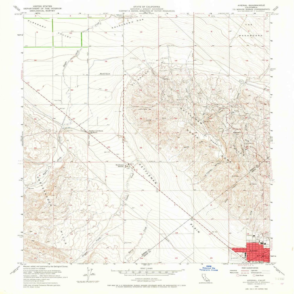 YellowMaps Avenal CA topo map, 1:24000 Scale, 7.5 X 7.5 Minute, Historical, 1954, Updated 1967, 26.9 x 22.1 in - Tyvek