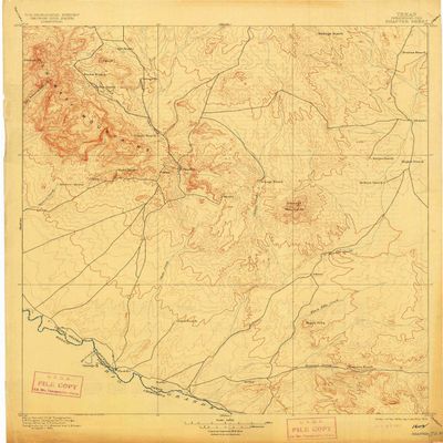 YellowMaps Shafter TX topo map, 1:125000 Scale, 30 X 30 Minute, Historical, 1896, Updated 1913, 19.9 x 16.7 in - Polypropylene
