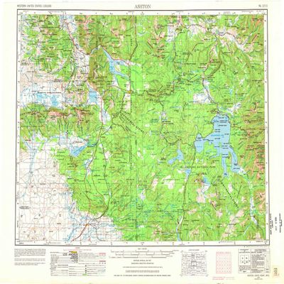YellowMaps Ashton ID topo map, 1:250000 Scale, 1 X 2 Degree, Historical, 1955, Updated 1978, 22 x 29.1 in - Polypropylene