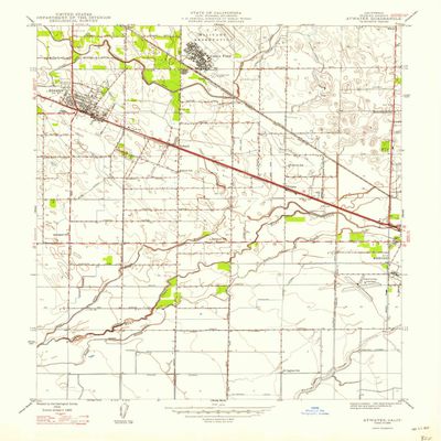 YellowMaps Atwater CA topo map, 1:24000 Scale, 7.5 X 7.5 Minute, Historical, 1948, 26.9 x 22 in - Polypropylene