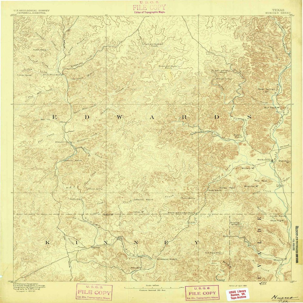 YellowMaps Nueces TX topo map, 1:125000 Scale, 30 X 30 Minute, Historical, 1893, 19.9 x 16.6 in - Tyvek