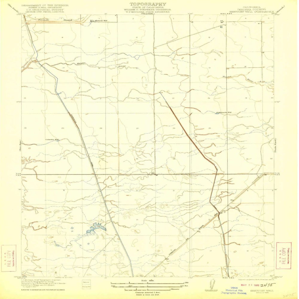 Kentucky Well CA topo map, 1:31680 Scale, 7.5 X 7.5 Minute, Historical, 1922, 19.6 x 16.4 in - Polypropylene