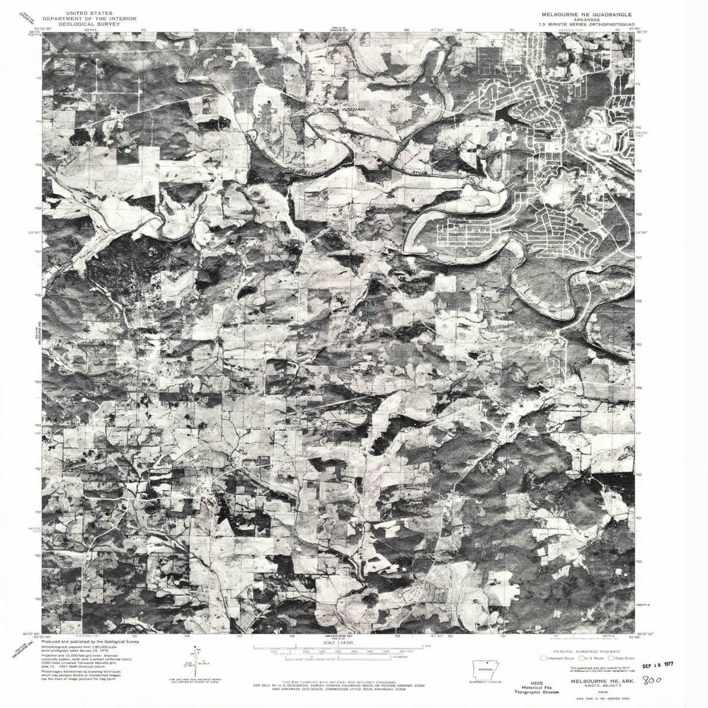 YellowMaps Melbourne NE AR topo map, 1:24000 Scale, 7.5 X 7.5 Minute, Historical, 1976, Updated 1977, 26.7 x 21.9 in - Polypropylene