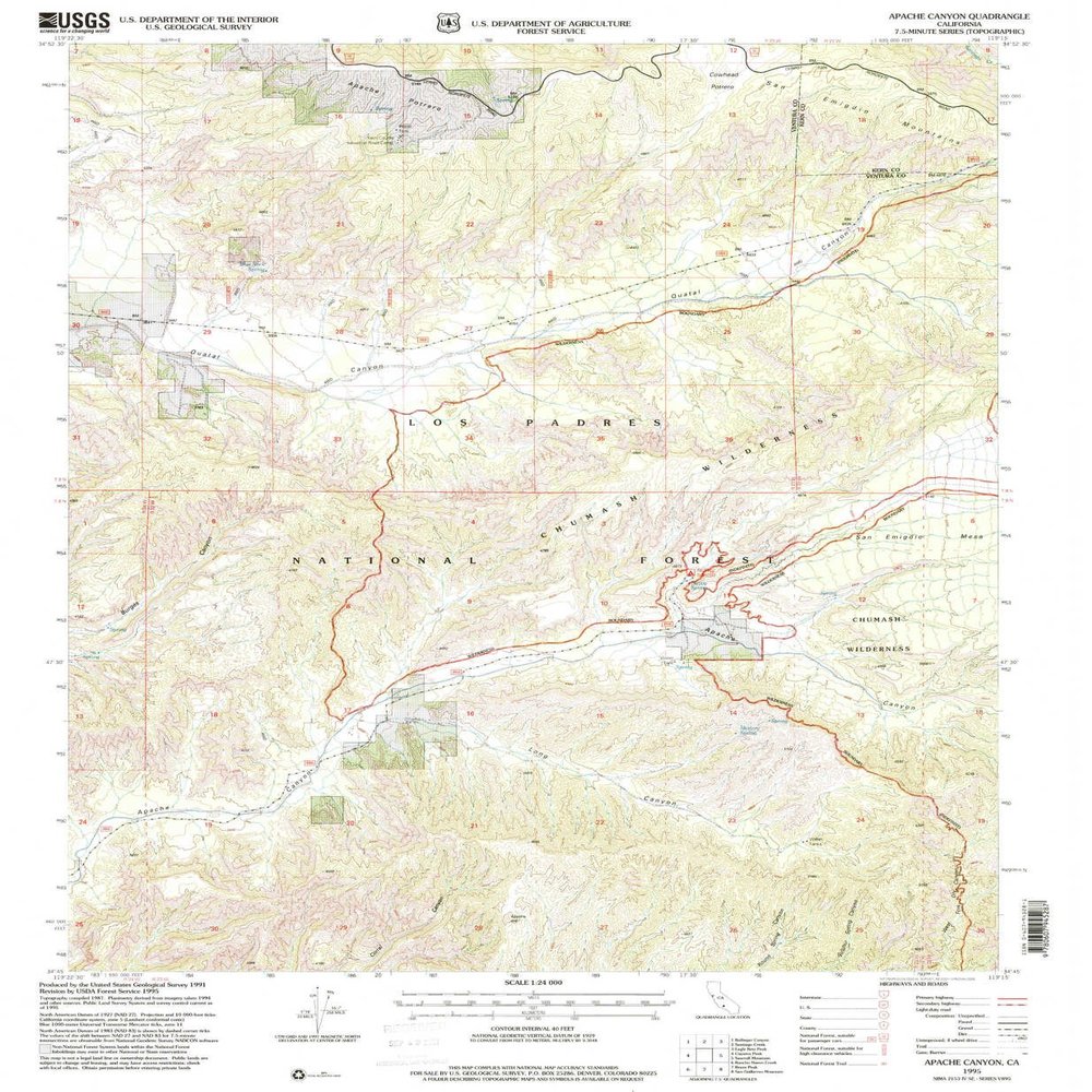 YellowMaps Apache Canyon CA topo map, 1:24000 Scale, 7.5 X 7.5 Minute, Historical, 1995, Updated 2000, 26.7 x 22 in - Polypropylene