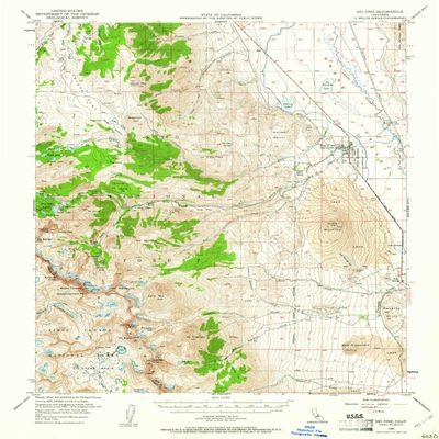 YellowMaps Big Pine CA topo map, 1:62500 Scale, 15 X 15 Minute, Historical, 1950, Updated 1961, 20.7 x 16.6 in - Tyvek