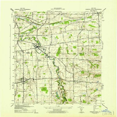 YellowMaps Honeoye Falls NY topo map, 1:31680 Scale, 7.5 X 7.5 Minute, Historical, 1942, 21.9 x 17 in - Polypropylene