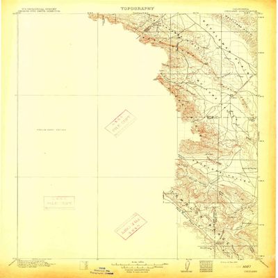 YellowMaps Cholame CA topo map, 1:125000 Scale, 30 X 30 Minute, Historical, 1914, Updated 1914, 19.8 x 16.6 in - Tyvek