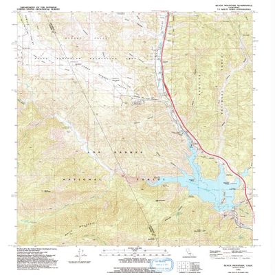 YellowMaps Black Mountain CA topo map, 1:24000 Scale, 7.5 X 7.5 Minute, Historical, 1991, Updated 1992, 26.8 x 21.9 in - Polypropylene