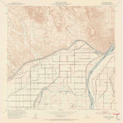 YellowMaps Bard CA topo map, 1:24000 Scale, 7.5 X 7.5 Minute, Historical, 1952, Updated 1954, 27.1 x 22.1 in - Polypropylene