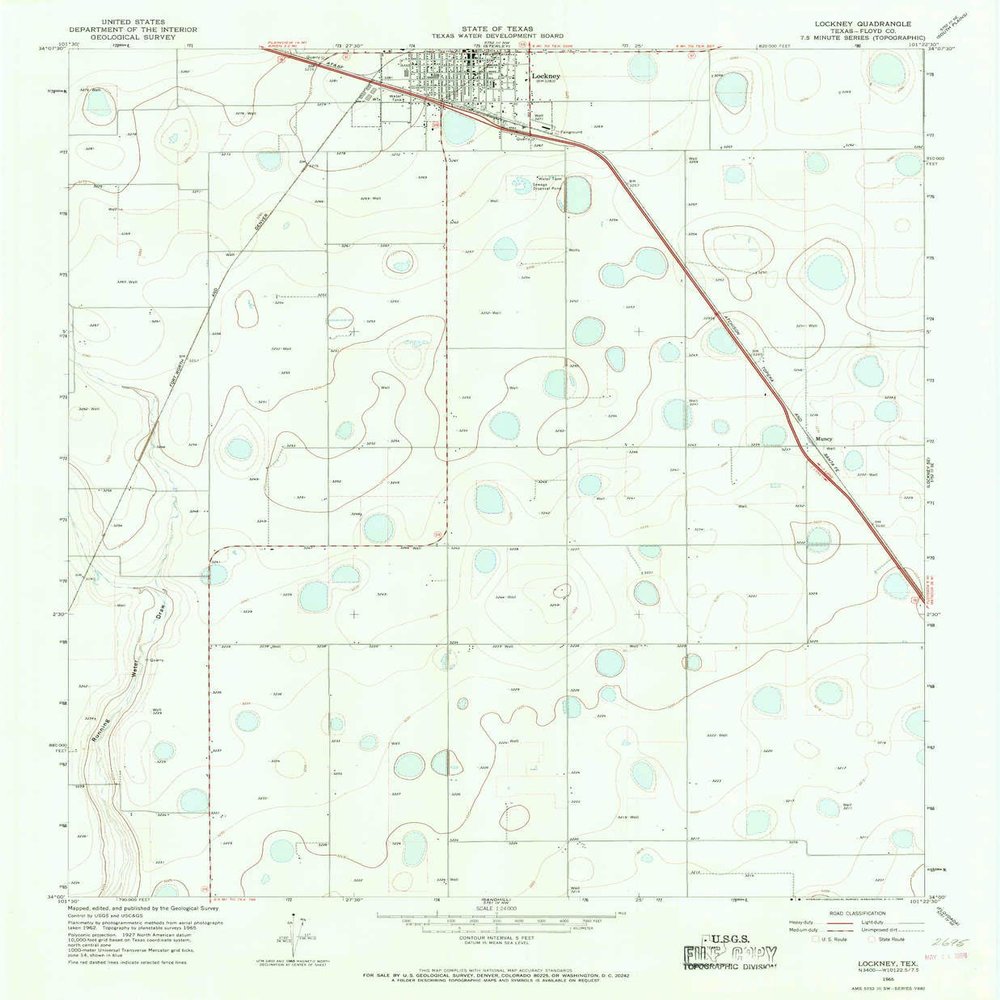 YellowMaps Lockney TX topo map, 1:24000 Scale, 7.5 X 7.5 Minute, Historical, 1965, Updated 1968, 26.8 x 22.1 in - Tyvek