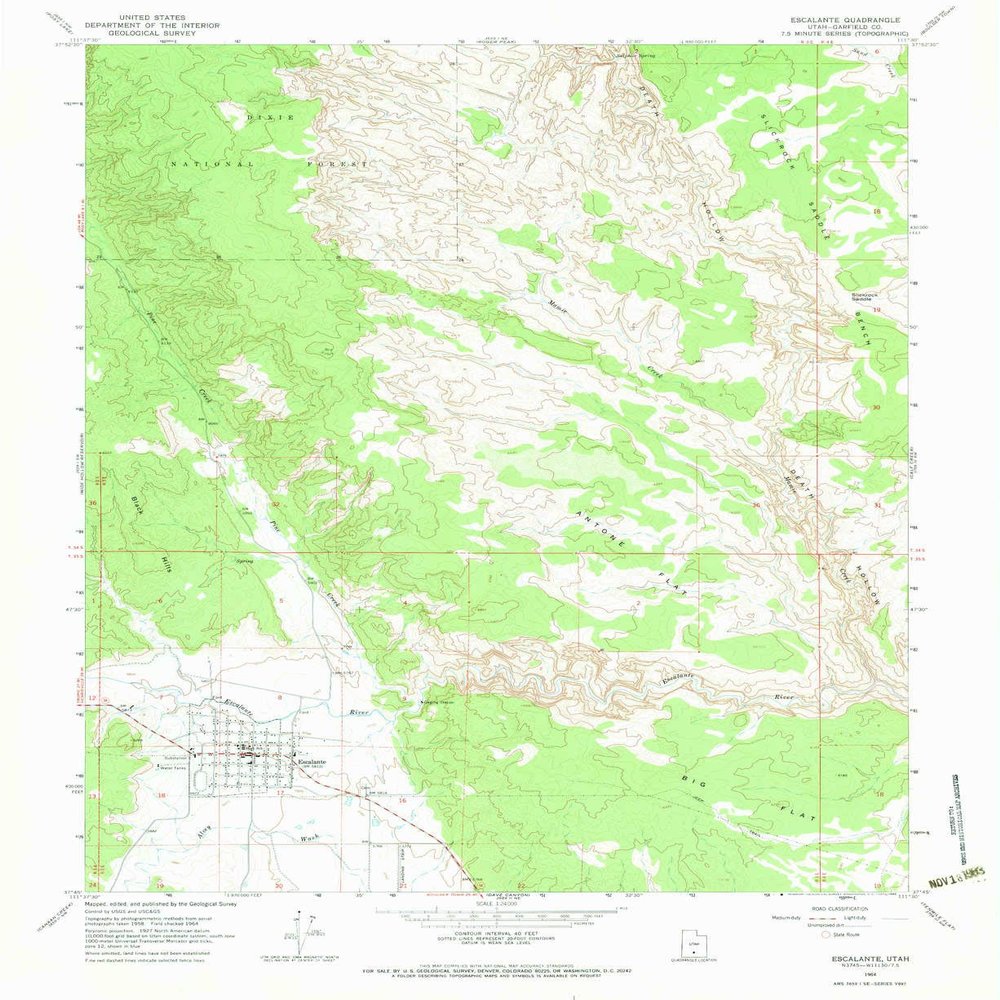 YellowMaps Escalante UT topo map, 1:24000 Scale, 7.5 X 7.5 Minute, Historical, 1964, Updated 1983, 26.9 x 22 in - Tyvek