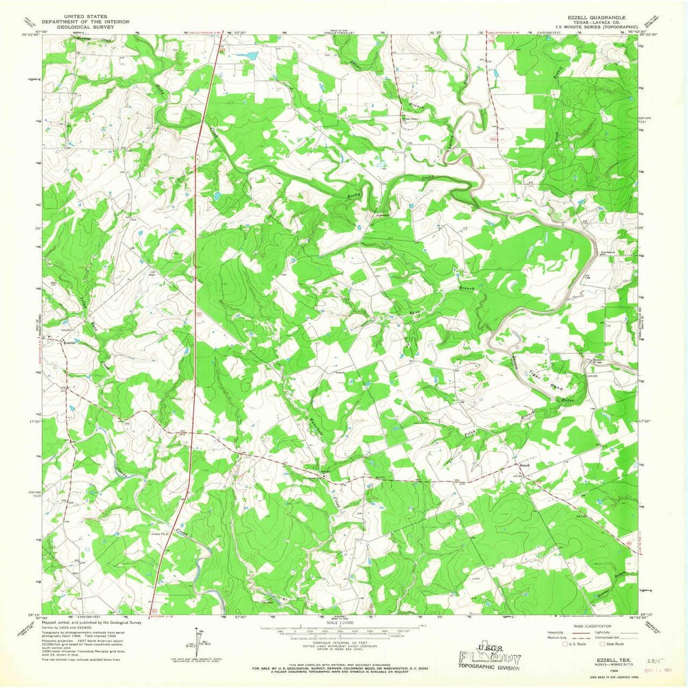 Ezzell TX topo map, 1:24000 Scale, 7.5 X 7.5 Minute, Historical, 1964, Updated 1967, 27 x 23 in - Polypropylene