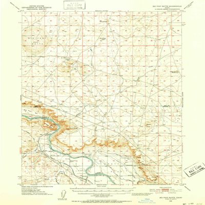 YellowMaps Big Foot Butte ID topo map, 1:62500 Scale, 15 X 15 Minute, Historical, 1948, Updated 1952, 20.8 x 16.4 in - Polypropylene