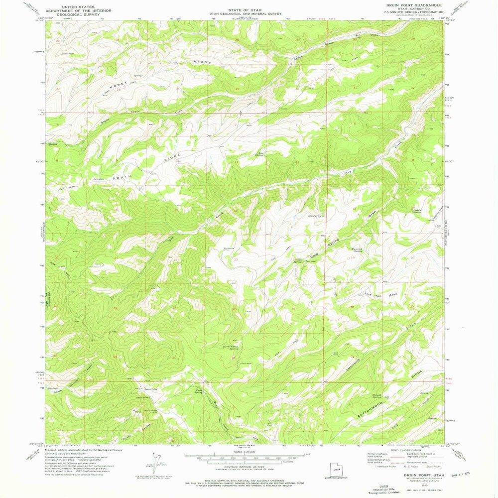 YellowMaps Bruin Point UT topo map, 1:24000 Scale, 7.5 X 7.5 Minute, Historical, 1972, Updated 1976, 26.6 x 21.8 in - Polypropylene
