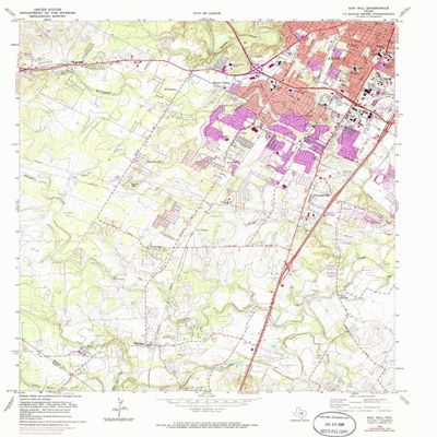YellowMaps Oak Hill TX topo map, 1:24000 Scale, 7.5 X 7.5 Minute, Historical, 1966, Updated 1986, 26.9 x 23 in - Polypropylene