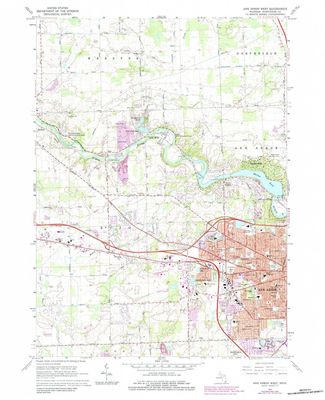 YellowMaps Ann Arbor West MI topo map, 1:24000 Scale, 7.5 X 7.5 Minute, Historical, 1965, Updated 1984, 27 x 22 in - Polypropylene