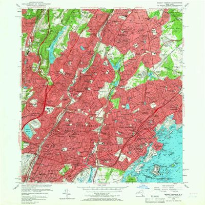YellowMaps Mount Vernon NY topo map, 1:24000 Scale, 7.5 X 7.5 Minute, Historical, 1956, Updated 1965, 26.9 x 22 in - Polypropylene
