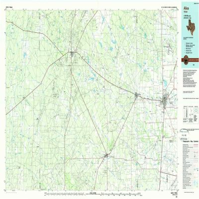 YellowMaps Alice TX topo map, 1:100000 Scale, 30 X 60 Minute, Historical, 1985, Updated 1985, 24.1 x 45.1 in - Polypropylene
