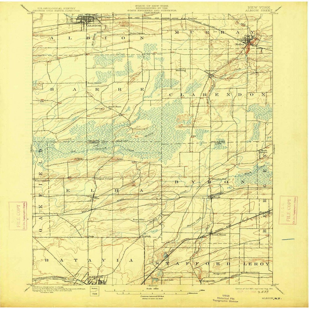 YellowMaps Albion NY topo map, 1:62500 Scale, 15 X 15 Minute, Historical, 1897, Updated 1914, 19.9 x 16.5 in - Tyvek