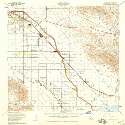 YellowMaps Coachella CA topo map, 1:62500 Scale, 15 X 15 Minute, Historical, 1941, Updated 1959, 20.8 x 16.6 in - Tyvek