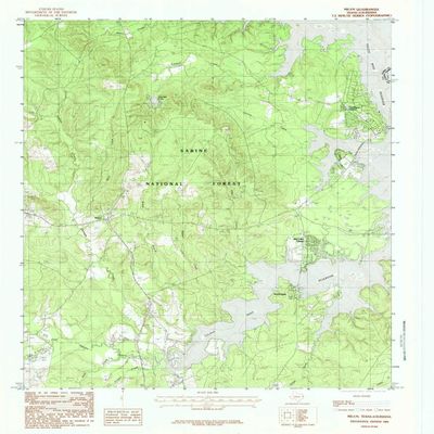 YellowMaps Milam TX topo map, 1:24000 Scale, 7.5 X 7.5 Minute, Historical, 1984, Updated 1984, 27 x 23.1 in - Polypropylene