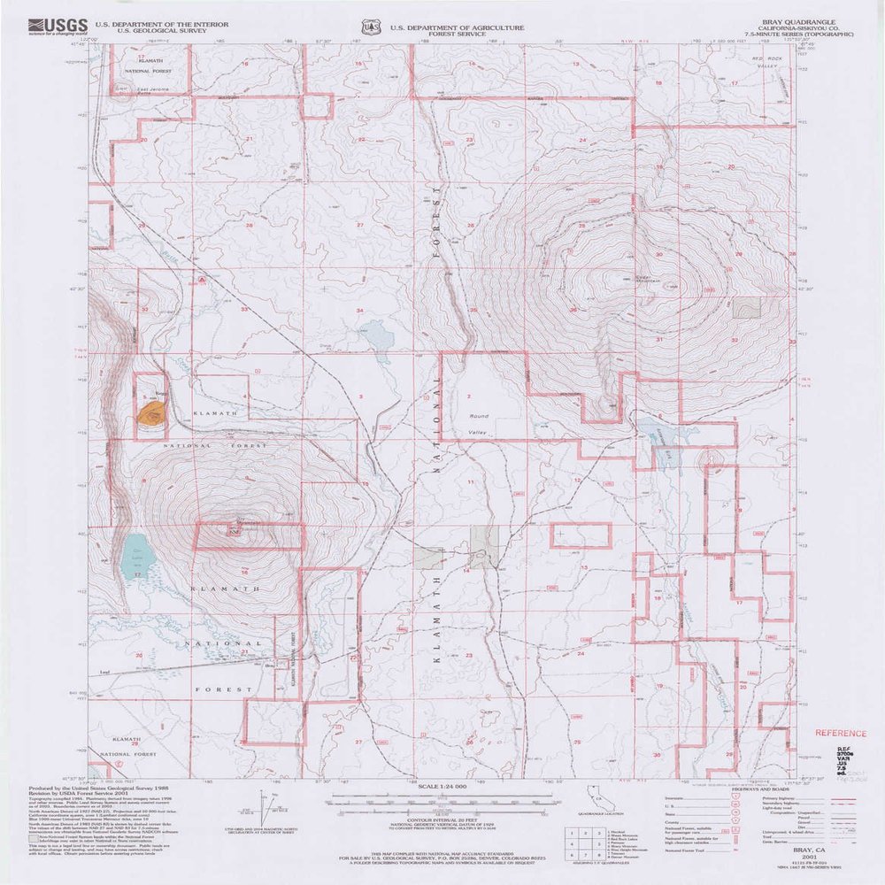 YellowMaps Bray CA topo map, 1:24000 Scale, 7.5 X 7.5 Minute, Historical, 2001, Updated 2004, 27.3 x 21.2 in - Polypropylene