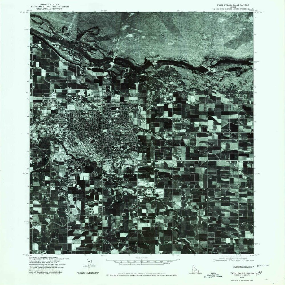 YellowMaps Twin Falls ID topo map, 1:24000 Scale, 7.5 X 7.5 Minute, Historical, 1976, Updated 1980, 26.8 x 21.4 in - Polypropylene
