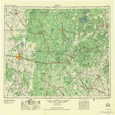 YellowMaps Abilene TX topo map, 1:250000 Scale, 1 X 2 Degree, Historical, 1958, Updated 1958, 23 x 32.9 in - Polypropylene