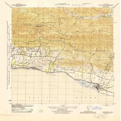 YellowMaps Carpinteria CA topo map, 1:31680 Scale, 7.5 X 7.5 Minute, Historical, 1944, Updated 1944, 21.7 x 17.1 in - Polypropylene