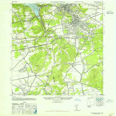YellowMaps Huntington NY topo map, 1:24000 Scale, 7.5 X 7.5 Minute, Historical, 1947, 28.9 x 22 in - Polypropylene