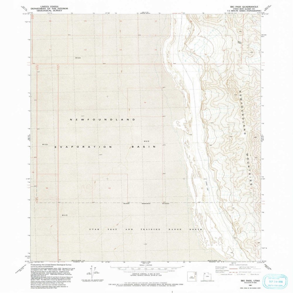 YellowMaps Big Pass UT topo map, 1:24000 Scale, 7.5 X 7.5 Minute, Historical, 1991, Updated 1991, 26.9 x 21.8 in - Polypropylene