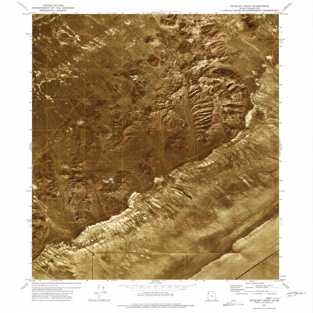 YellowMaps Tetzlaff Peak UT topo map, 1:24000 Scale, 7.5 X 7.5 Minute, Historical, 1971, Updated 1977, 26.7 x 21.8 in - Polypropylene
