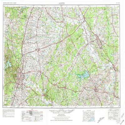 YellowMaps Austin TX topo map, 1:250000 Scale, 1 X 2 Degree, Historical, 1954, Updated 1976, 22.1 x 33.1 in - Polypropylene