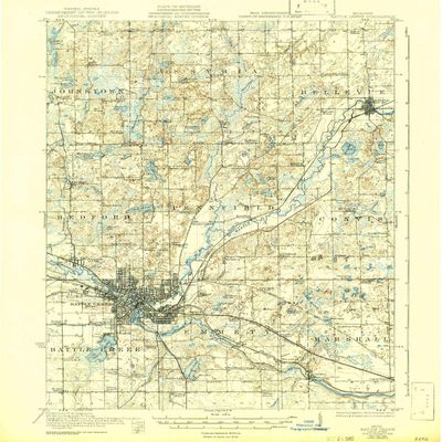 YellowMaps Battle Creek MI topo map, 1:62500 Scale, 15 X 15 Minute, Historical, 1918, Updated 1942, 19.9 x 16.5 in - Polypropylene