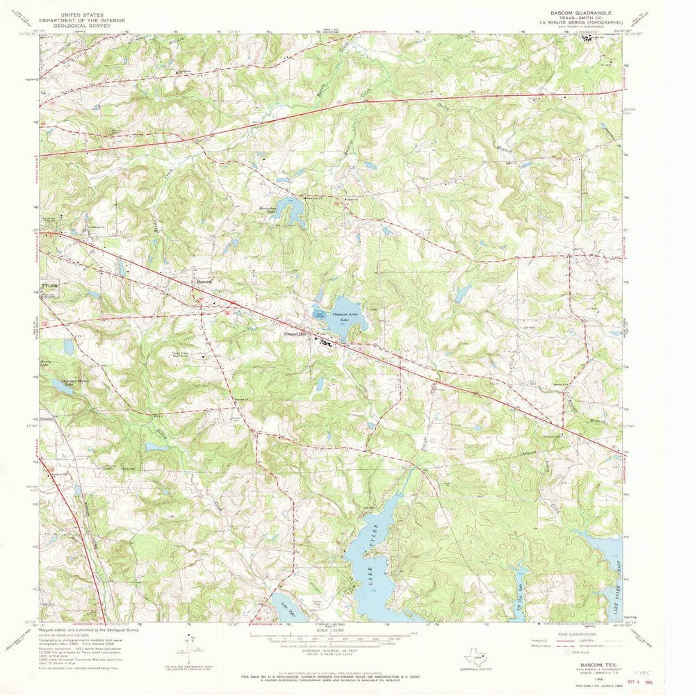 YellowMaps Bascom TX topo map, 1:24000 Scale, 7.5 X 7.5 Minute, Historical, 1966, Updated 1969, 26.9 x 23 in - Polypropylene
