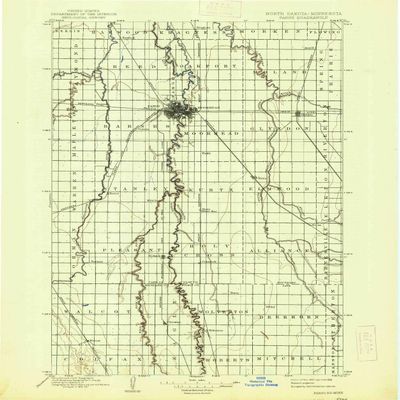 YellowMaps Fargo ND topo map, 1:125000 Scale, 30 X 30 Minute, Historical, 1897, Updated 1938, 19.8 x 16.6 in - Polypropylene