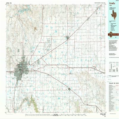 YellowMaps Amarillo TX topo map, 1:100000 Scale, 30 X 60 Minute, Historical, 1986, Updated 1989, 24.1 x 43 in - Polypropylene