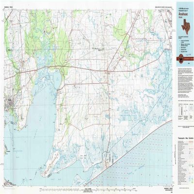 YellowMaps Anahuac TX topo map, 1:100000 Scale, 30 X 60 Minute, Historical, 1983, Updated 1983, 24.1 x 44 in - Tyvek