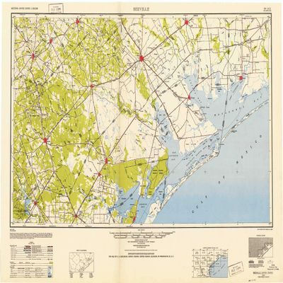 YellowMaps Beeville TX topo map, 1:250000 Scale, 1 X 2 Degree, Historical, 1953, Updated 1953, 24.1 x 34.2 in - Polypropylene
