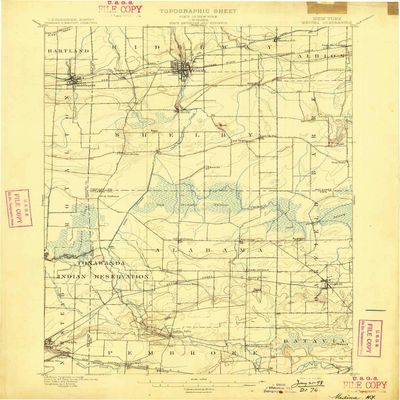 YellowMaps Medina NY topo map, 1:62500 Scale, 15 X 15 Minute, Historical, 1897, 20.1 x 16.6 in - Polypropylene