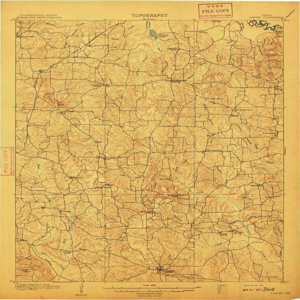 YellowMaps Linden TX topo map, 1:62500 Scale, 15 X 15 Minute, Historical, 1910, 20 x 16.5 in - Polypropylene