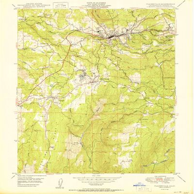YellowMaps Placerville CA topo map, 1:24000 Scale, 7.5 X 7.5 Minute, Historical, 1950, 26.9 x 22 in - Polypropylene