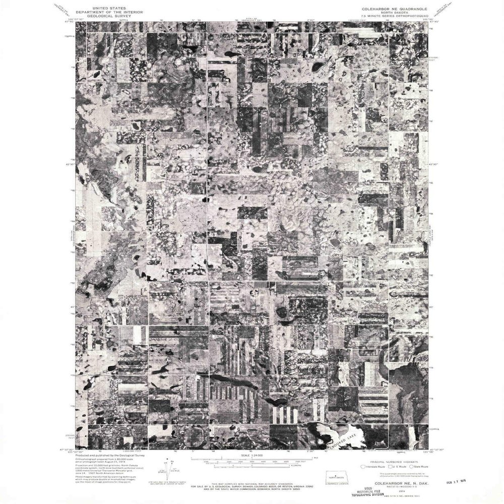 YellowMaps Coleharbor NE ND topo map, 1:24000 Scale, 7.5 X 7.5 Minute, Historical, 1974, Updated 1975, 27 x 22.1 in - Tyvek
