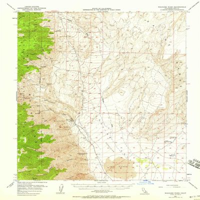 YellowMaps Waucoba Wash CA topo map, 1:62500 Scale, 15 X 15 Minute, Historical, 1957, Updated 1958, 20.8 x 16.7 in - Polypropylene