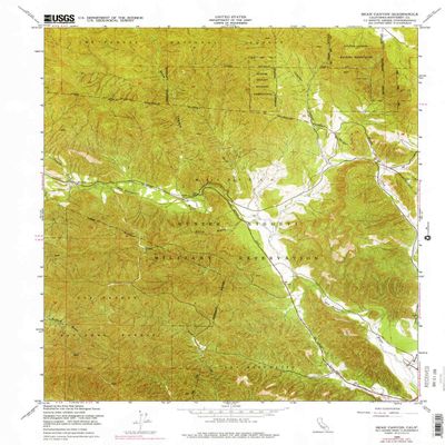 YellowMaps Bear Canyon CA topo map, 1:24000 Scale, 7.5 X 7.5 Minute, Historical, 1949, Updated 1975, 27.1 x 22 in - Tyvek